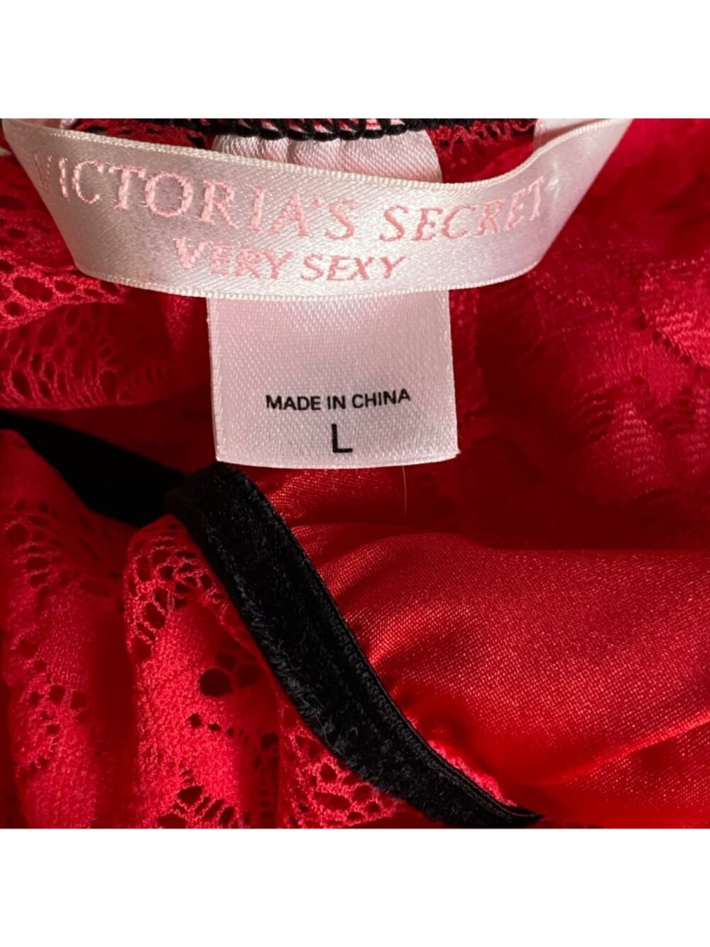 Victoria's Secret Very Sexy Red Lace Babydoll Lingerie L Strappy Romantic Floral - Picture 3 of 13